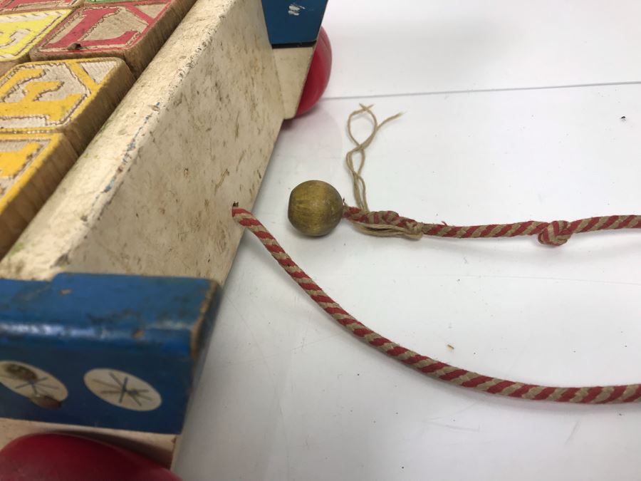 Collection Of Vintage Wooden Blocks And (2) Playskool Pull Wagons [Photo 6]