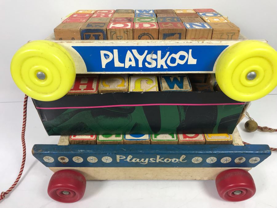 playskool wooden blocks with wagon