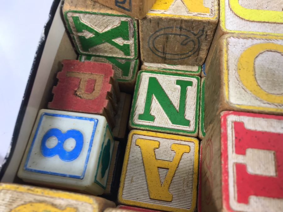 Collection Of Vintage Wooden Blocks And (2) Playskool Pull Wagons [Photo 12]