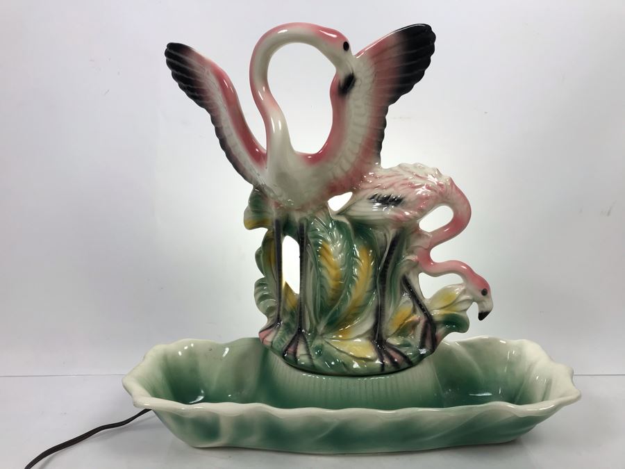 Very Rare Mid-Century 1957 Lane & Co Van Nuys California Pottery Flamingo Lighted Planter - Very Slight Chip On Back Of Wing - See Photos [Photo 1]