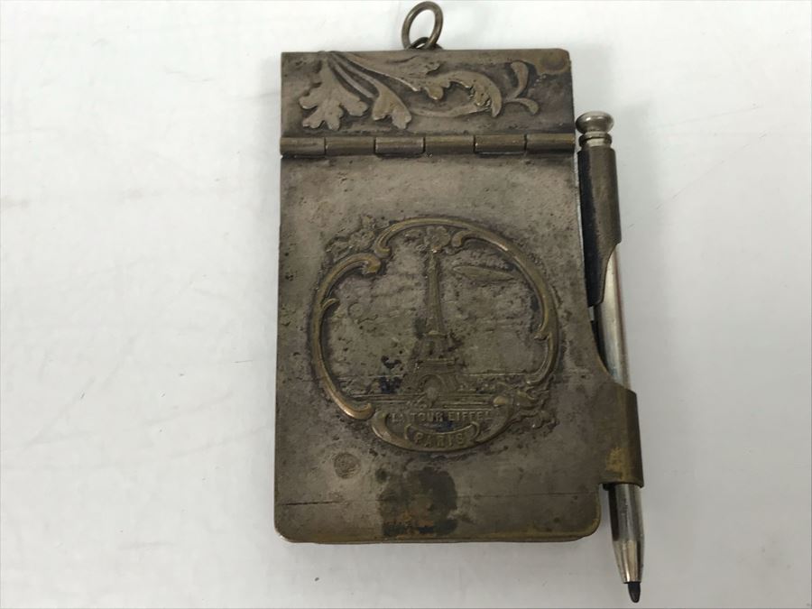 Vintage Art Nouveau La Tour Eiffel Paris Metal Notepad Case With Pen [Photo 2]