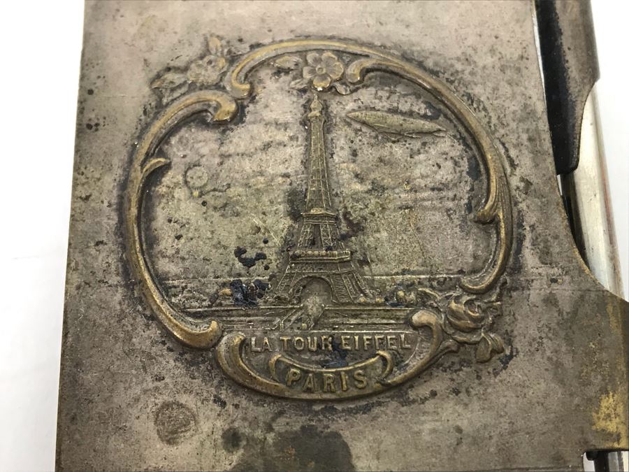 Vintage Art Nouveau La Tour Eiffel Paris Metal Notepad Case With Pen [Photo 3]
