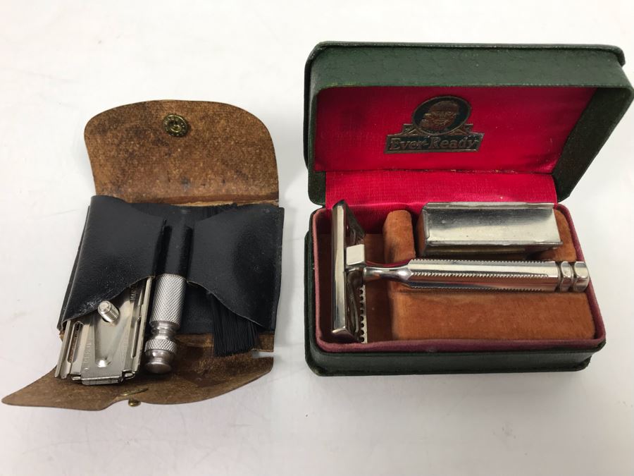Portable Gillette Razor With Leather Pouch And Ever-Ready Shaver Shaving Kit [Photo 1]