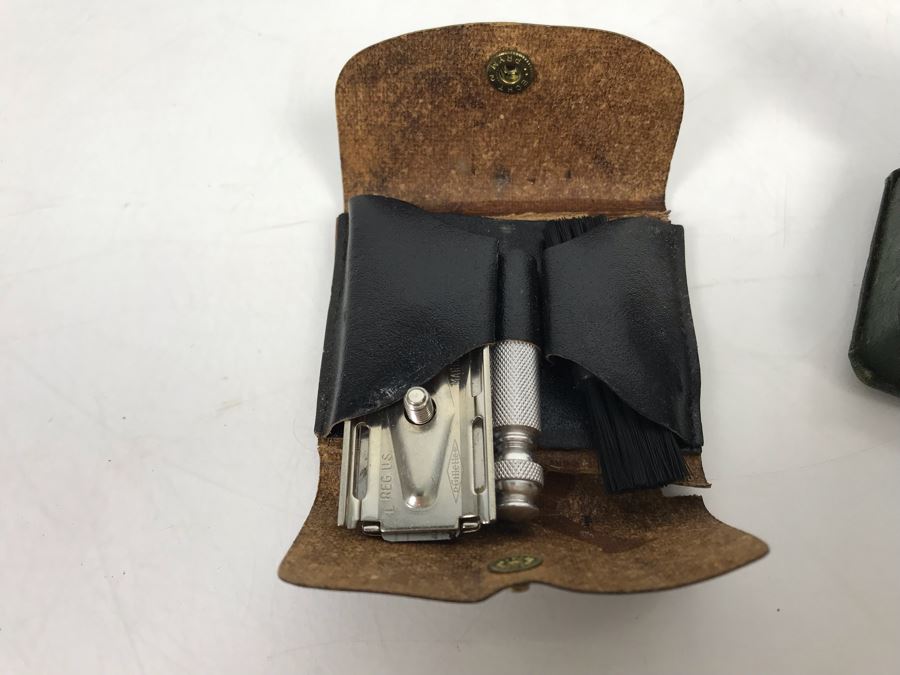 Portable Gillette Razor With Leather Pouch And Ever-Ready Shaver Shaving Kit [Photo 6]