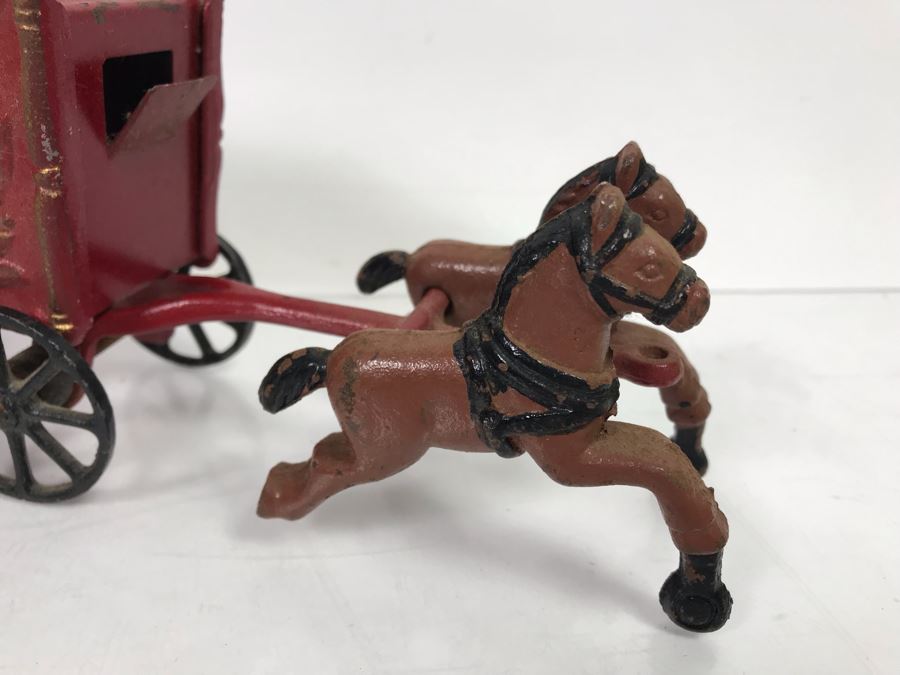 Old Mini Tonka Truck, Vintage Metal Woodpecker Toothpick Grabber Holder And Cast Iron Horse Pulling Circus Wagon [Photo 8]