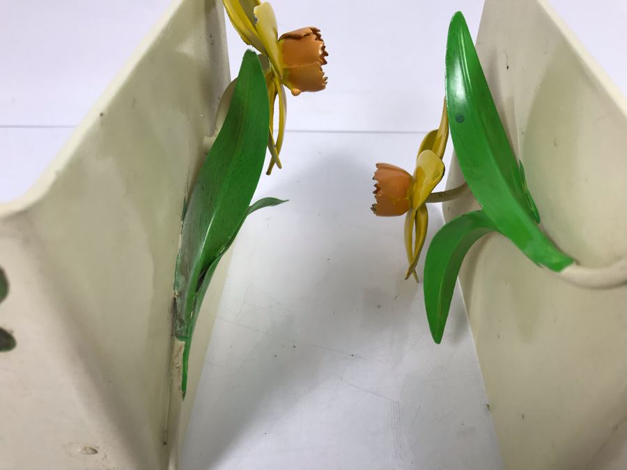 Pair Of Italian Heavy Metal Floral Bookends [Photo 6]