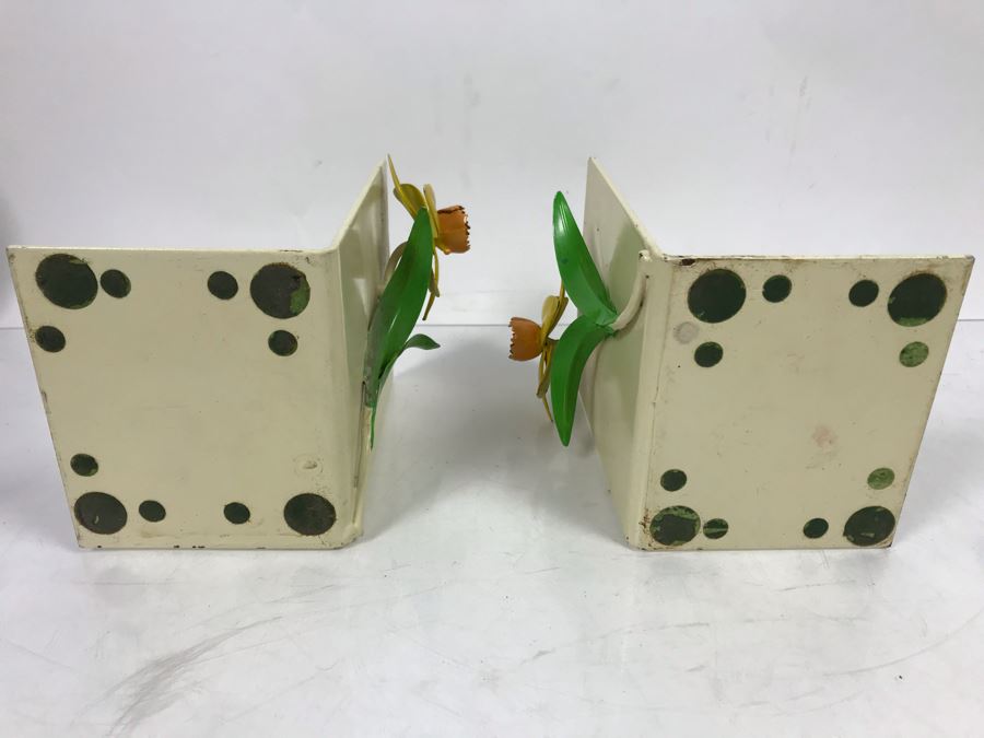 Pair Of Italian Heavy Metal Floral Bookends [Photo 5]