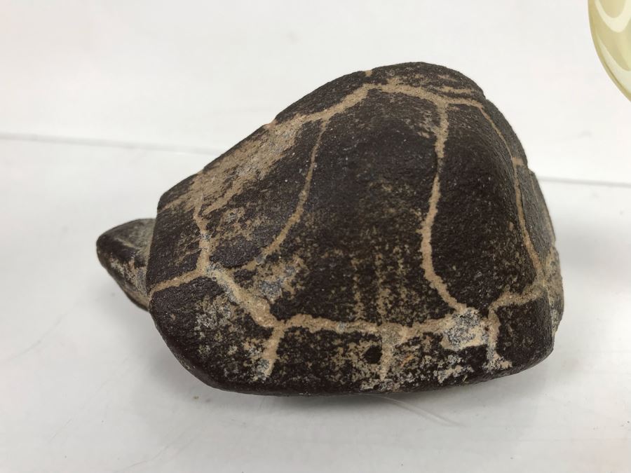 Carved Stone Turtle And Lucite Elephant Sculpture 3'H [Photo 3]