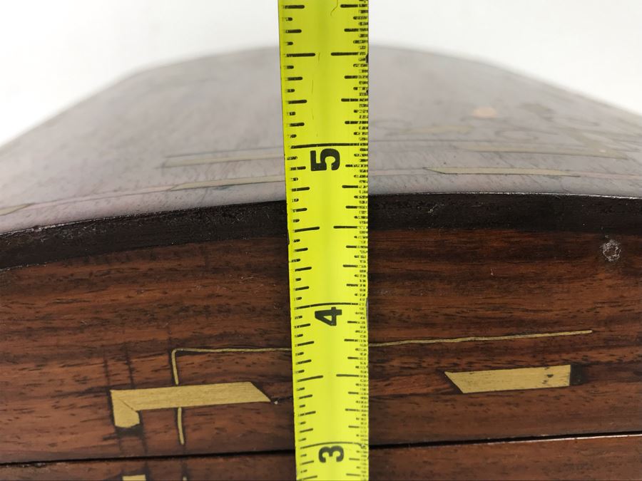 Vintage Wooden Brass And Copper Inlay Jewelry Box 12' X 8' - See Photos [Photo 19]