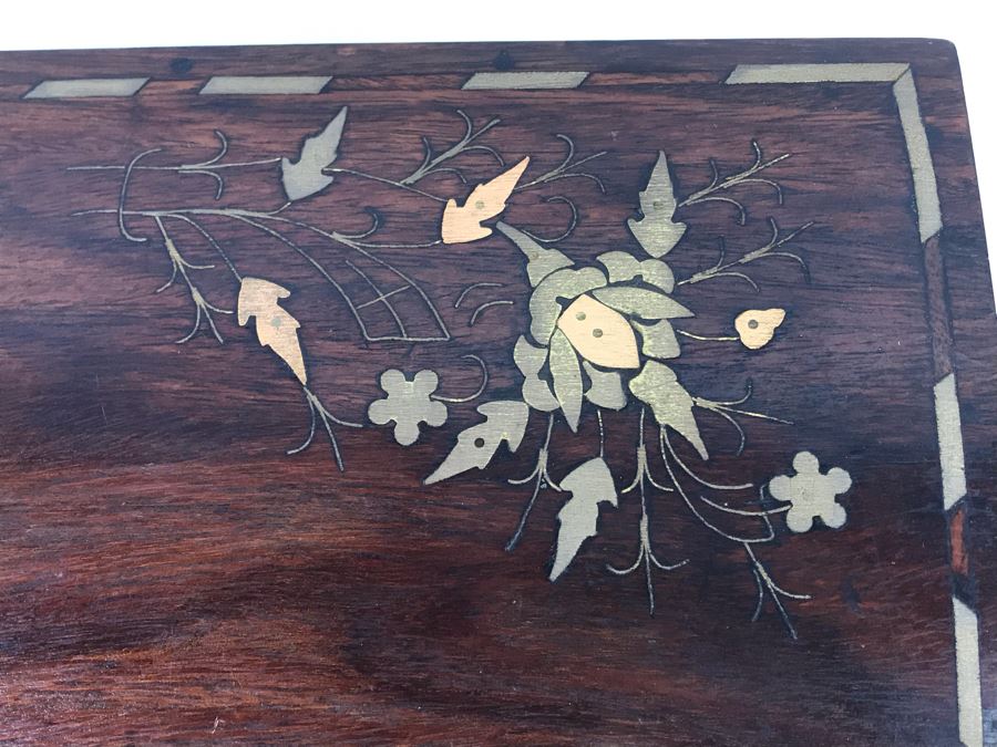 Vintage Wooden Brass And Copper Inlay Jewelry Box 12' X 8' - See Photos [Photo 7]