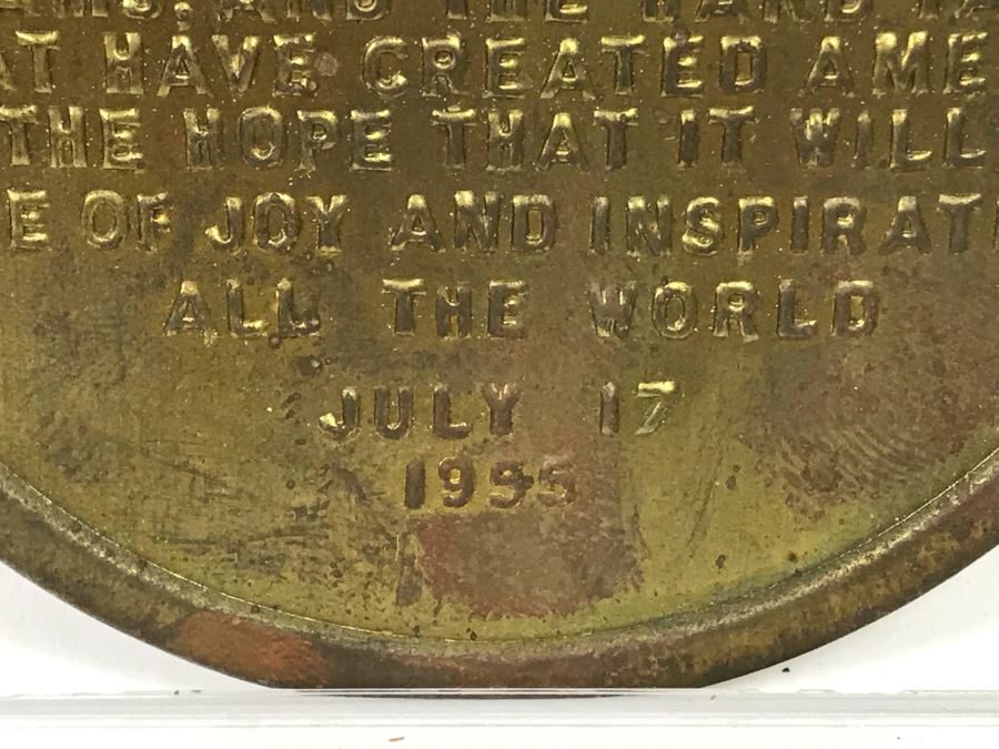 Vintage 1955 Collectible Embossed Brass Placard A Tribute To Disney Disneyland To All Who Come To This Happy Place. Welcome... [Photo 8]