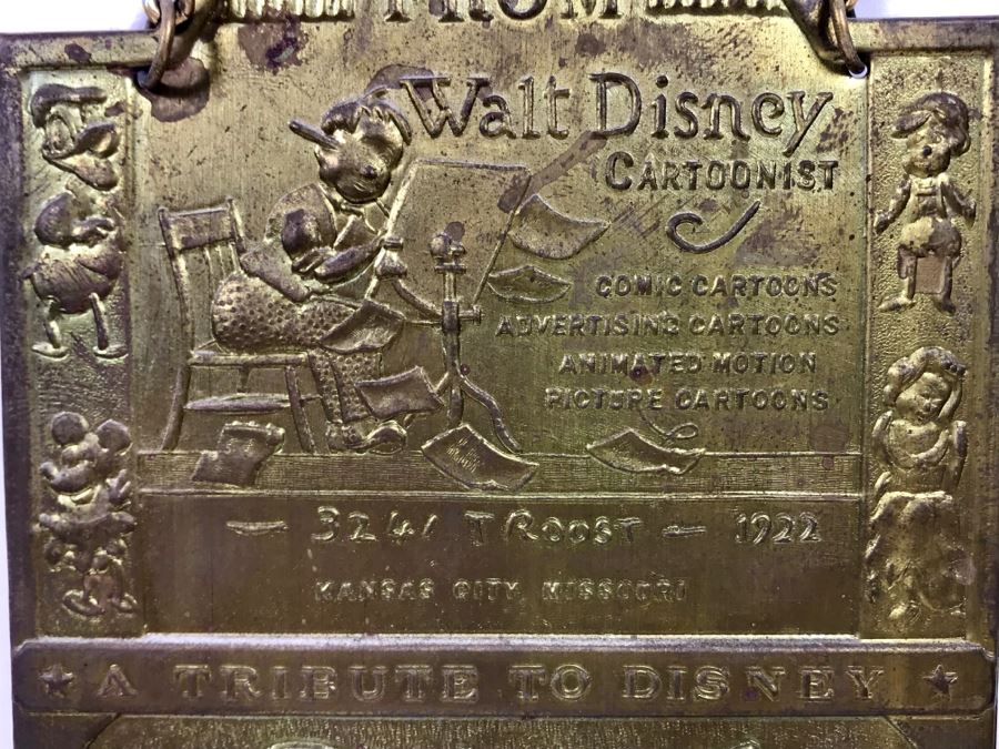Vintage 1955 Collectible Embossed Brass Placard A Tribute To Disney Disneyland To All Who Come To This Happy Place. Welcome... [Photo 4]