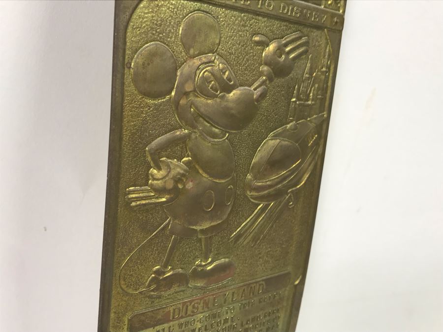 Vintage 1955 Collectible Embossed Brass Placard A Tribute To Disney ...