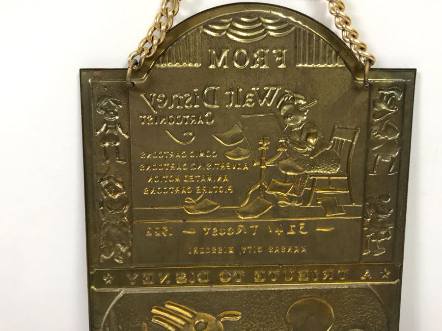 Vintage 1955 Collectible Embossed Brass Placard A Tribute To Disney Disneyland To All Who Come To This Happy Place. Welcome... [Photo 12]