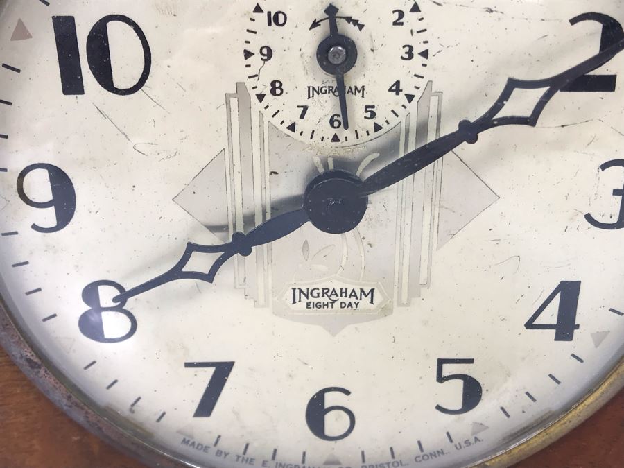 Vintage Art Deco Ingraham Eight Day Clock [Photo 4]