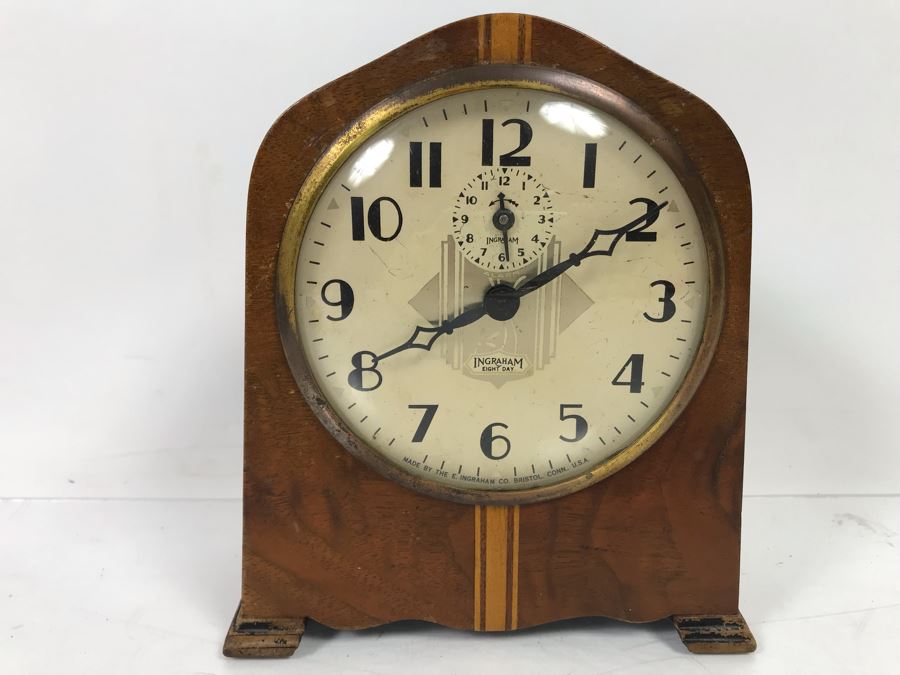 Vintage Art Deco Ingraham Eight Day Clock