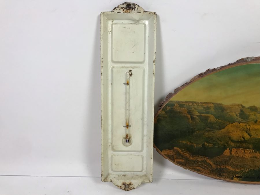 Vintage Grand Canyon, Arizona Tree Trunk With Print And Vintage Metal Advertising Thermometer East Brunswick, New Jersey [Photo 9]