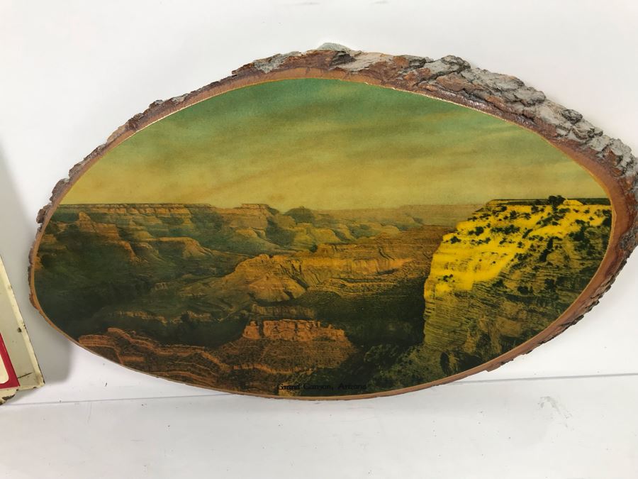 Vintage Grand Canyon, Arizona Tree Trunk With Print And Vintage Metal Advertising Thermometer East Brunswick, New Jersey [Photo 3]