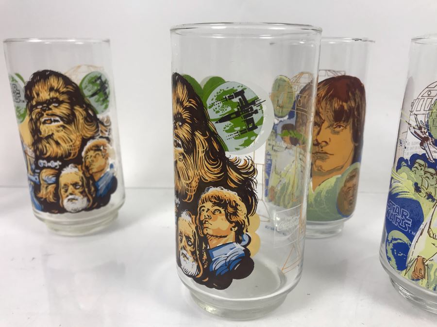 5 Vintage 1977 Original Star Wars Burger King Collectible Glasses 