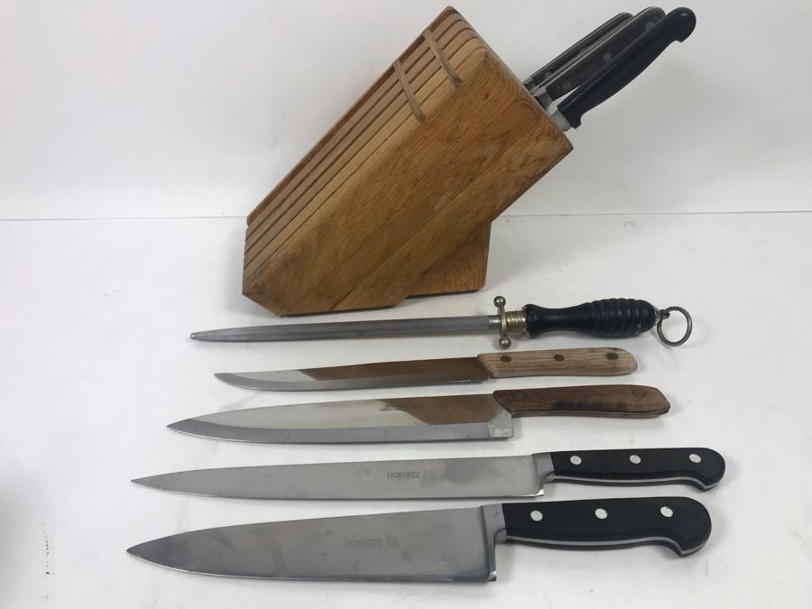 Hoffritz Knife Holder With Various Knives Including Hoffritz - See Photos [Photo 7]