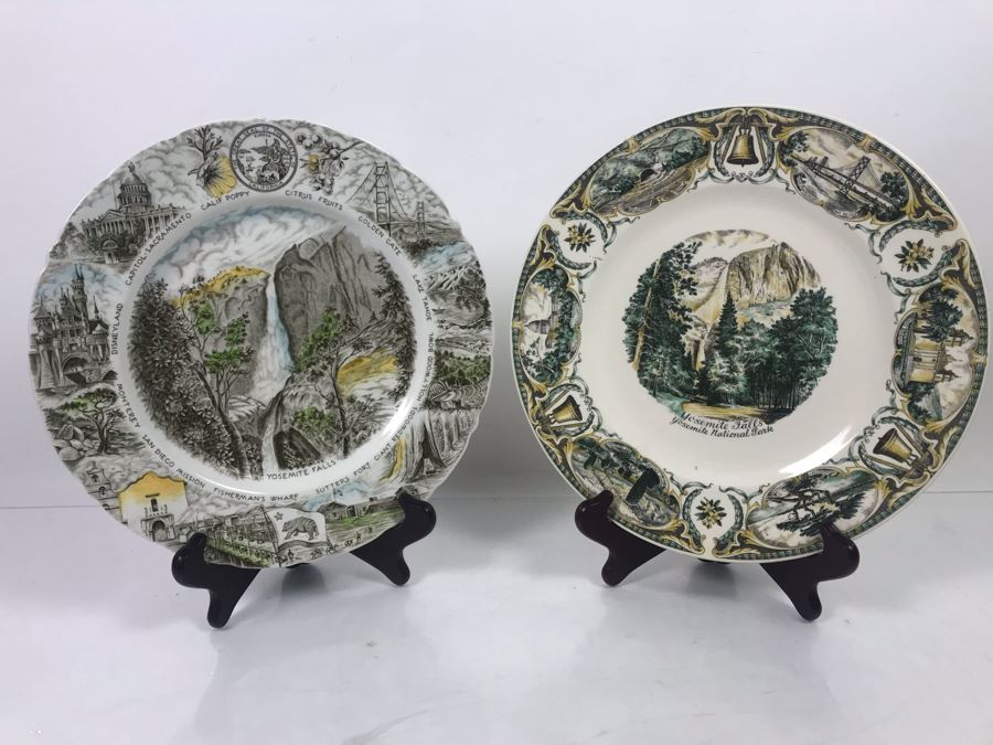 Pair Of Yosemite Falls Collectible Plates: Johnson Brothers And Salem China Co [Photo 1]