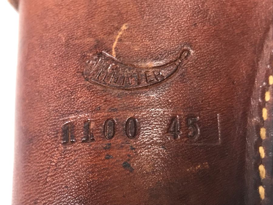 Leather Hunter Holster 1100 45 And Cartridge Belt With Brass Buckle [Photo 9]