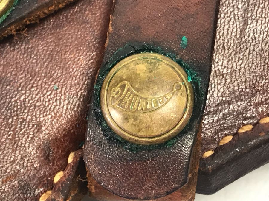 Leather Hunter Holster 1100 45 And Cartridge Belt With Brass Buckle [Photo 4]