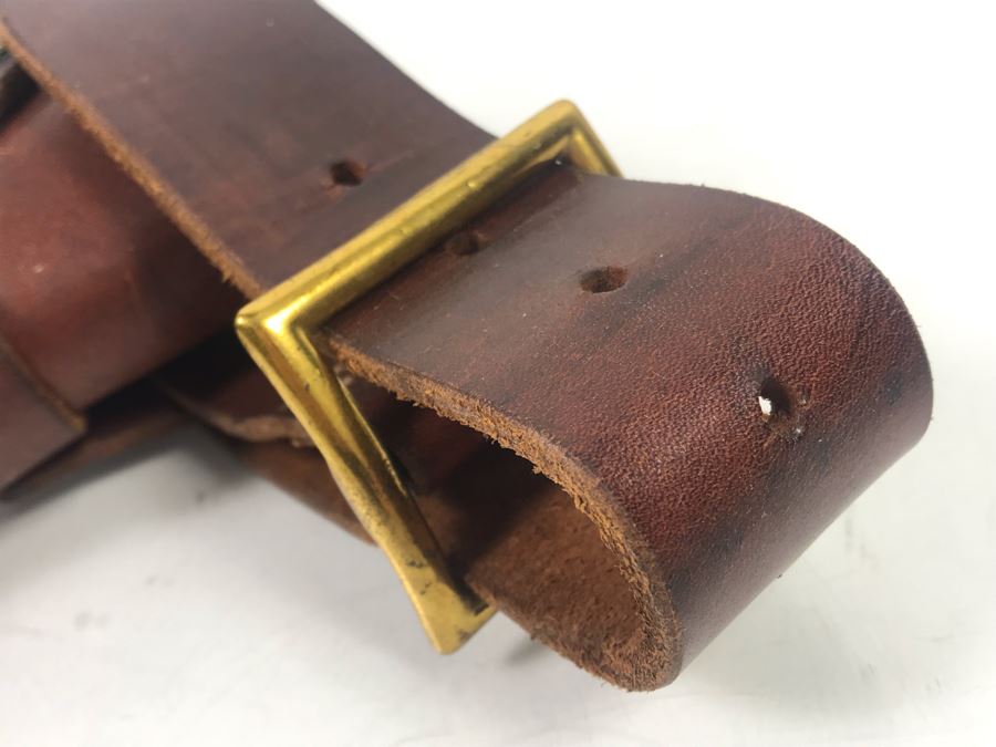 Leather Hunter Holster 1100 45 And Cartridge Belt With Brass Buckle [Photo 7]