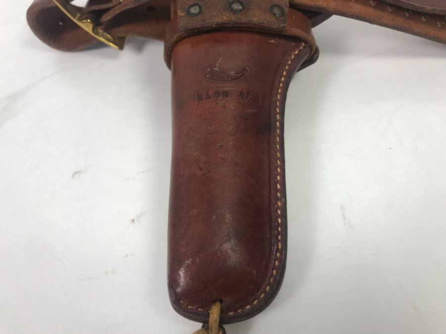 Leather Hunter Holster 1100 45 And Cartridge Belt With Brass Buckle [Photo 10]