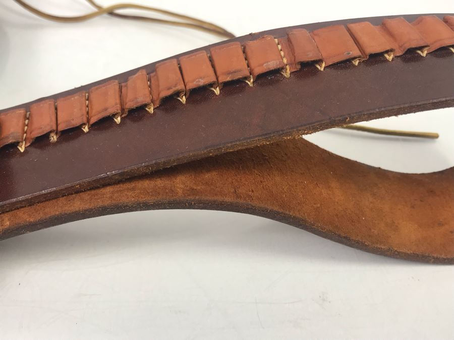 Leather Hunter Holster 1100 45 And Cartridge Belt With Brass Buckle [Photo 6]
