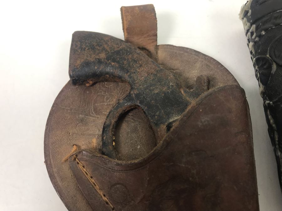 Collectible Toy Cap Guns And Holster With Tooled Leather Faux Metal Gun: Hubley Hawk, Star And Pair Of Gabriel Toy Guns [Photo 16]