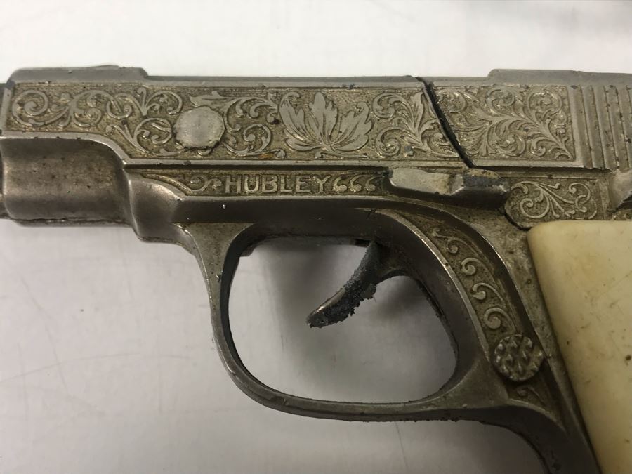 Collectible Toy Cap Guns And Holster With Tooled Leather Faux Metal Gun: Hubley Hawk, Star And Pair Of Gabriel Toy Guns [Photo 6]