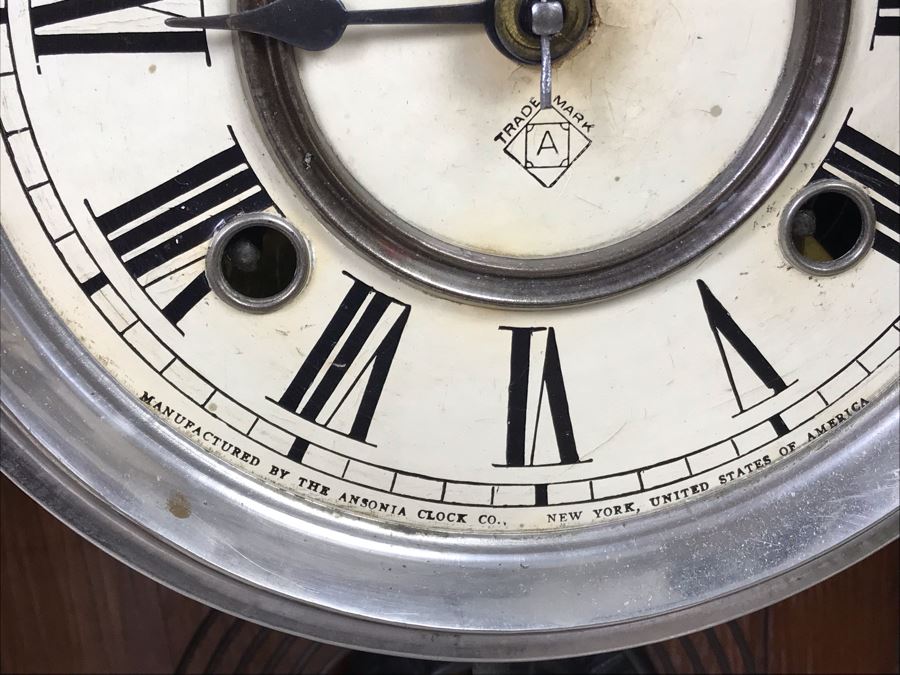 Ansonia Clock Co New York Carved Wooden Case Clock [Photo 4]