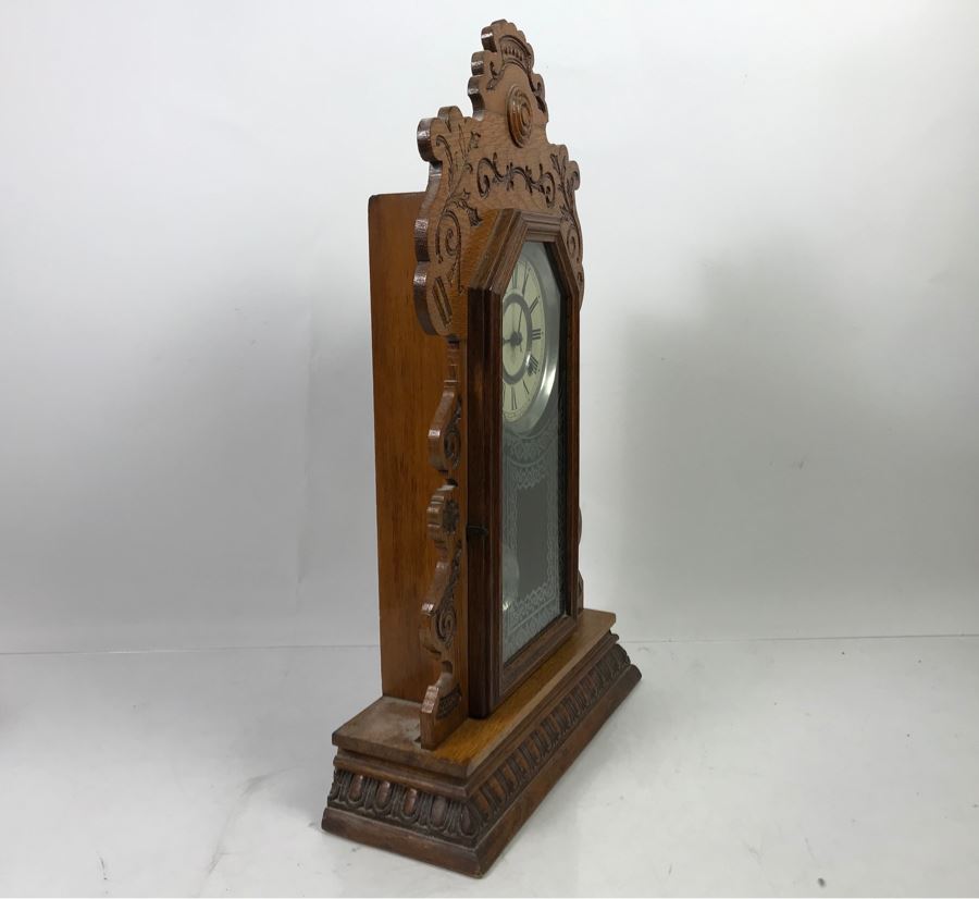 Ansonia Clock Co New York Carved Wooden Case Clock [Photo 10]