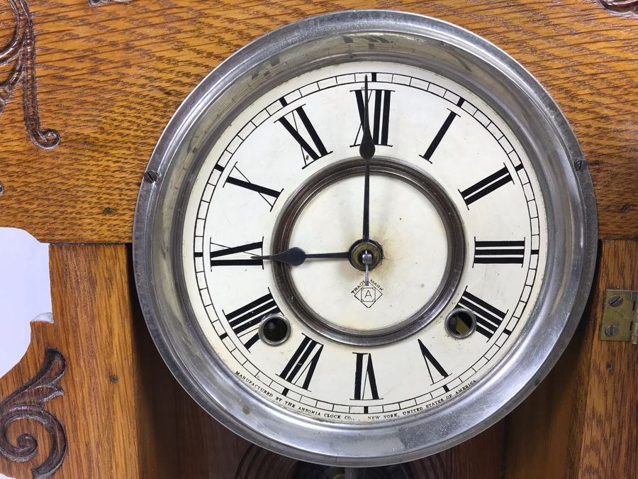 Ansonia Clock Co New York Carved Wooden Case Clock [Photo 3]