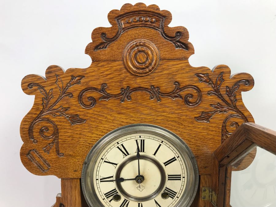 Ansonia Clock Co New York Carved Wooden Case Clock [Photo 7]