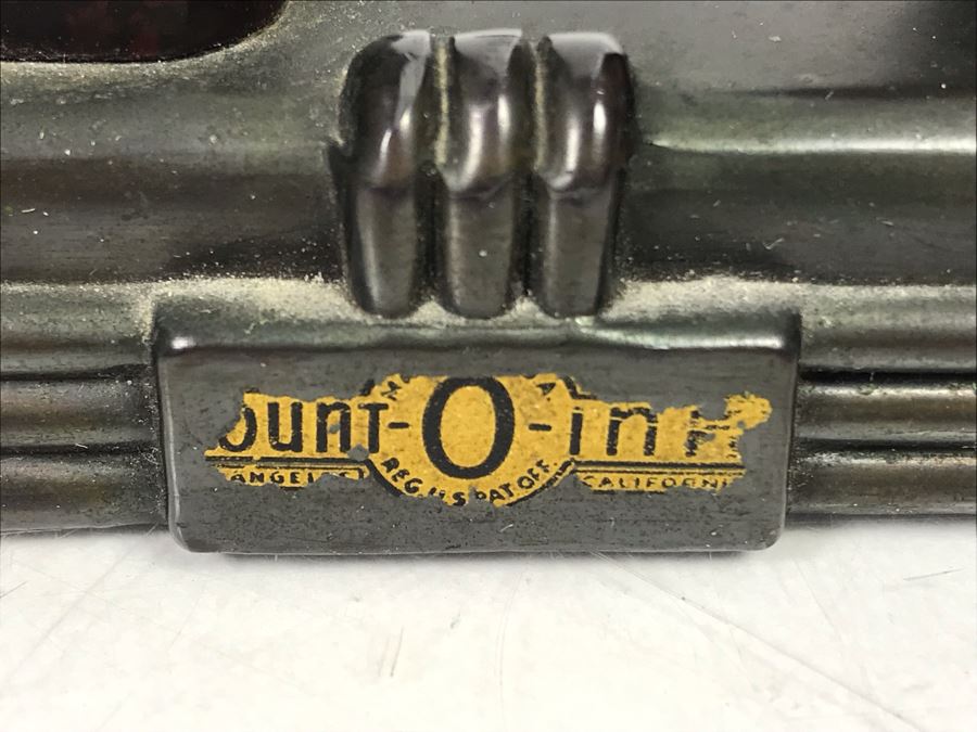 Vintage Art Deco Metal Sculpture Of Woman Holding Up Copper Tray 80059 Pat. (Missing Base) Part Of A Frankart Figural Smoking Stand And Art Deco Nautical Themed Desk Set (Holder Has Some Damage) [Photo 8]