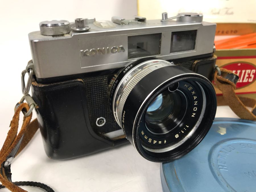 Vintage Konica Film Camera With Light Meter And Various Photographs And Slides - See Photos [Photo 3]