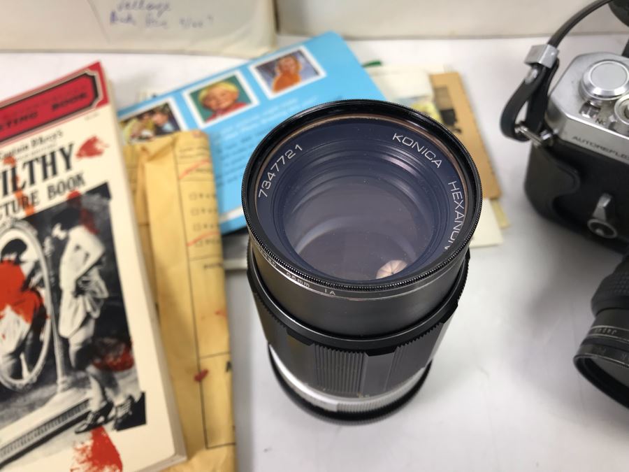 Vintage Konica Film Camera With Extra Lens And Various 1960s Photographs, Slides And Films Including Statue Of Liberty, Kennedy Airport, Museum Of Natural History, Beauty Show - See Photos [Photo 4]