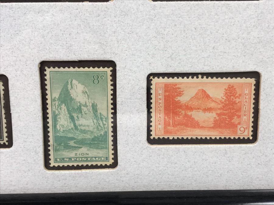 Vintage Framed Stamp Collection Yosemite, Grand Canyon, Mesa Verde, Yellowstone And More - See Photos 11' X 9' [Photo 7]