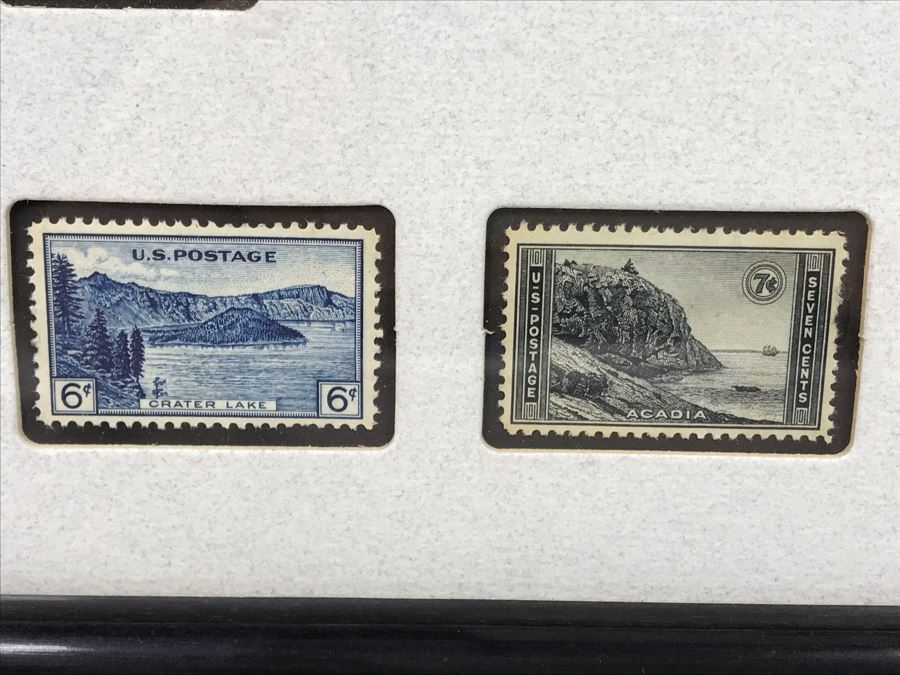 Vintage Framed Stamp Collection Yosemite, Grand Canyon, Mesa Verde, Yellowstone And More - See Photos 11' X 9' [Photo 6]