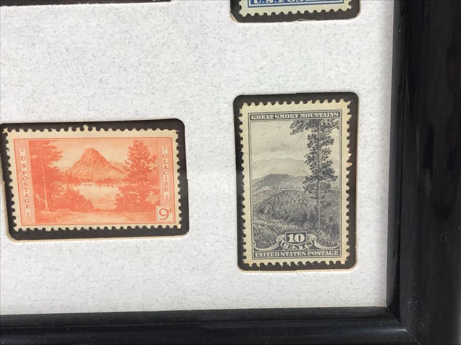 Vintage Framed Stamp Collection Yosemite, Grand Canyon, Mesa Verde, Yellowstone And More - See Photos 11' X 9' [Photo 8]
