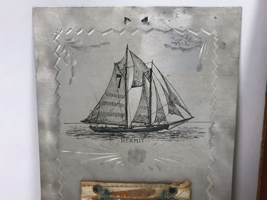 Antique 1906 Calendar With Metal Nautical Themed Holder And Delaware Water Gap Painting [Photo 3]