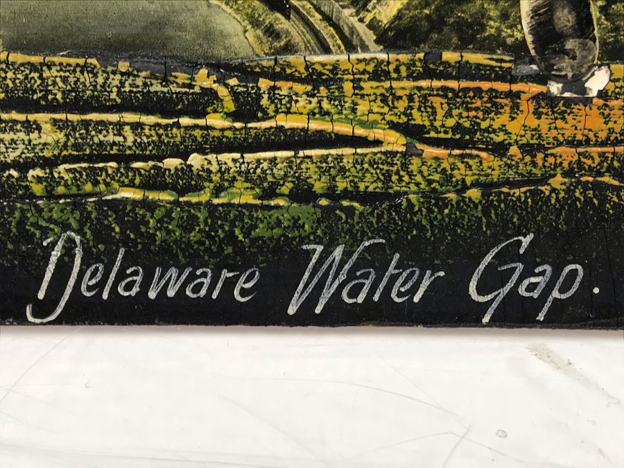 Antique 1906 Calendar With Metal Nautical Themed Holder And Delaware Water Gap Painting [Photo 10]
