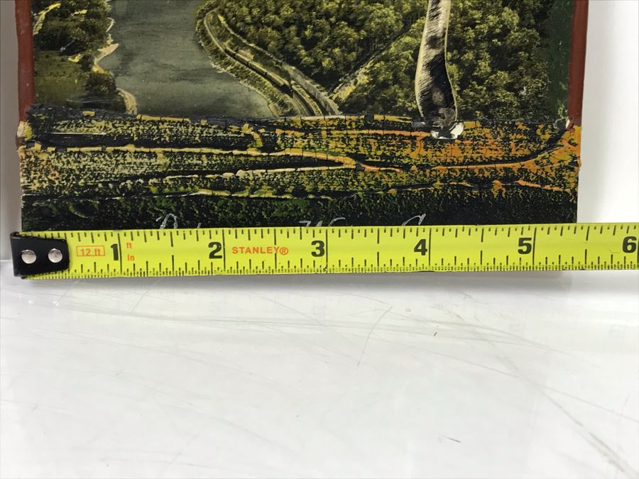 Antique 1906 Calendar With Metal Nautical Themed Holder And Delaware Water Gap Painting [Photo 11]