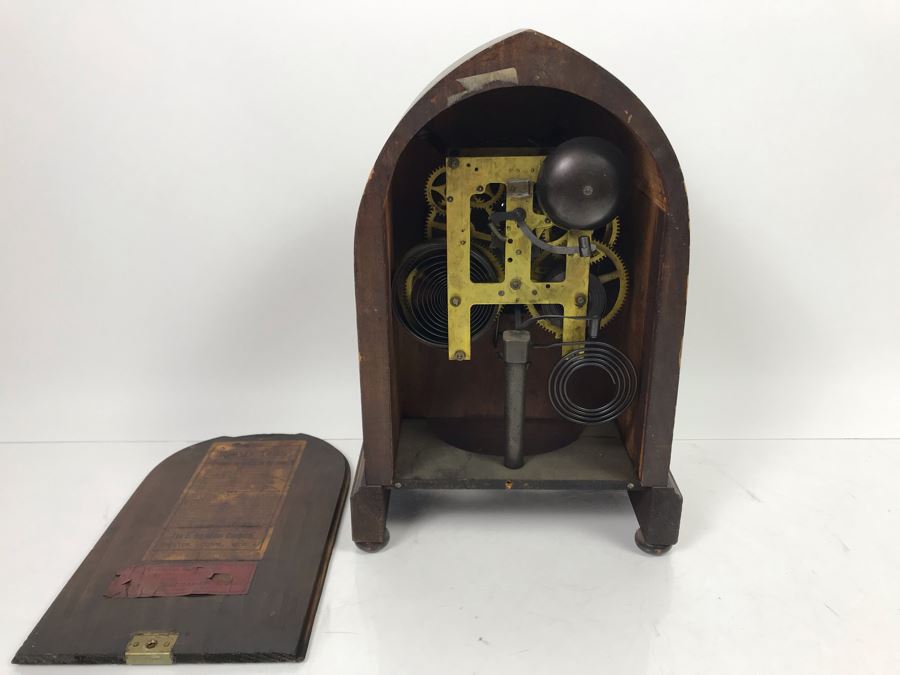 Vintage E. Ingraham Co Bristol Conn Clock - Frame That Holds Glass Face Needs To Be Soldered To Hinge 13'H X 8.5'W [Photo 14]
