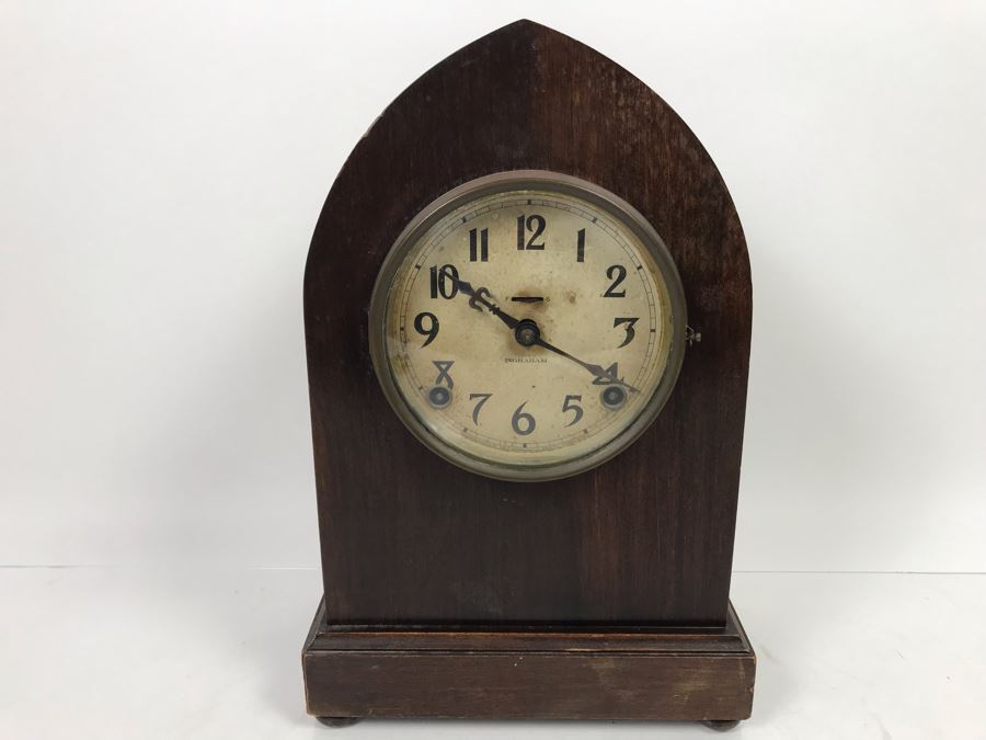 Vintage E. Ingraham Co Bristol Conn Clock - Frame That Holds Glass Face Needs To Be Soldered To Hinge 13'H X 8.5'W [Photo 1]