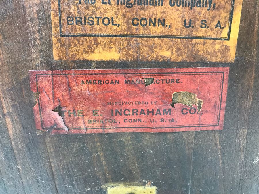 Vintage E. Ingraham Co Bristol Conn Clock - Frame That Holds Glass Face Needs To Be Soldered To Hinge 13'H X 8.5'W [Photo 13]