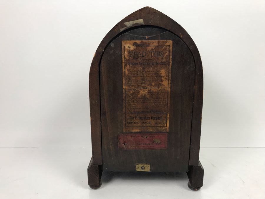 Vintage E. Ingraham Co Bristol Conn Clock - Frame That Holds Glass Face Needs To Be Soldered To Hinge 13'H X 8.5'W [Photo 9]