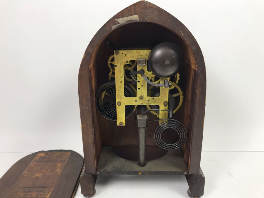 Vintage E. Ingraham Co Bristol Conn Clock - Frame That Holds Glass Face Needs To Be Soldered To Hinge 13'H X 8.5'W [Photo 15]